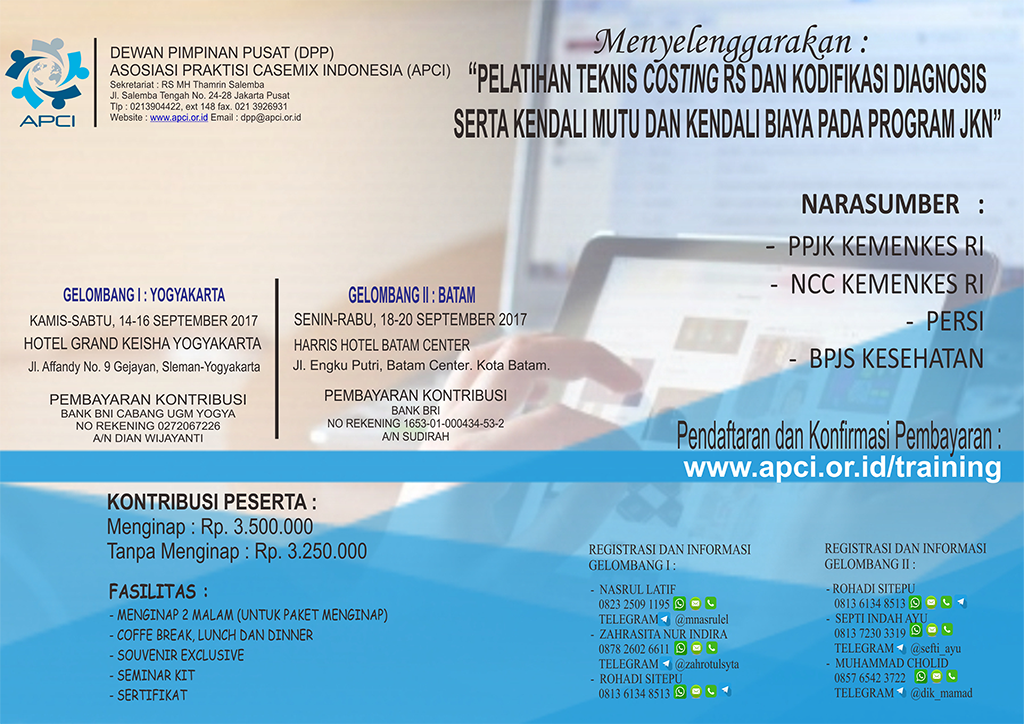 Pelatihan Teknis Costing, Koding dan KMKB RS di Era JKN di Yogyakarta